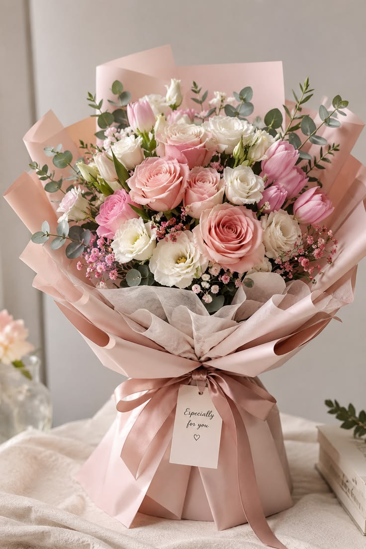 Premium blush flower bouquet by Bia Magic